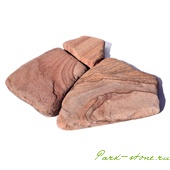 камень песчаник пластушка малиновый с разводом 3 см