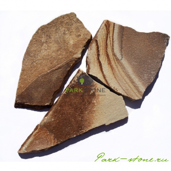 Камень плитняк коричневый с разводами 2-3см фото 