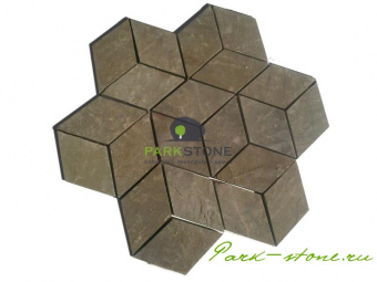 Геометрическая плитка из зеленого песчаника фото 